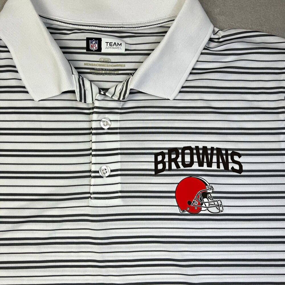 NFL Team Apparel Cleveland Browns NFL Football Polo Shirt Men's L/G White Black